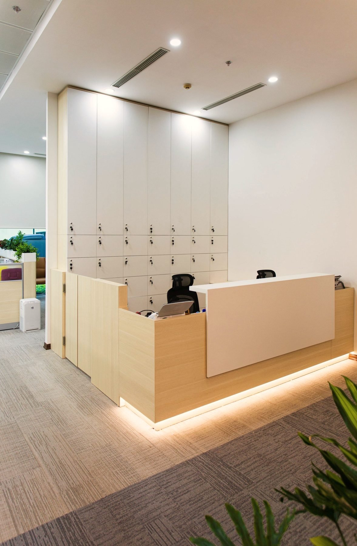 A quiet modern office reception area